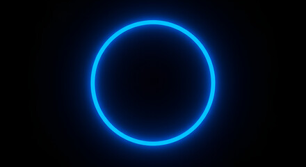 Obraz premium Illuminated Blue Neon Circle Against a Dark Background, Abstract Design Concept