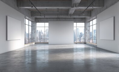 Empty loft-style art gallery