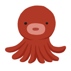 シンプルなタコの手描きカラーイラスト © Marufu　まるふ