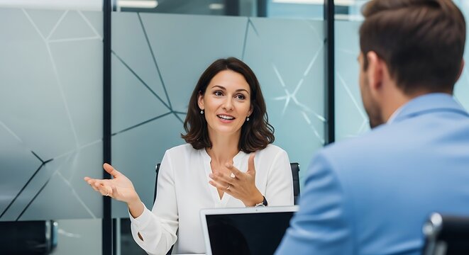 Confident Woman Leading a Business Meeting Inspiring Discussion and Collaboration for a Successful Partnership in a