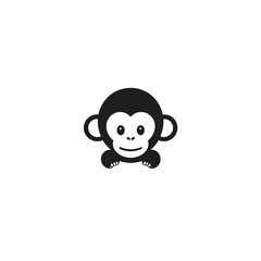 Fototapeta premium Cartoon monkey face icon in playful style, symbolizing humor, childhood, animals and simplicity, a decorative artwork merging cartoon character art with minimalist cute modern iconography