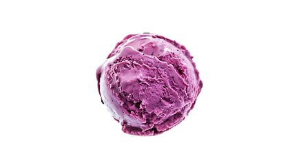 Fototapeta premium A single scoop of rich purple berry ice cream on a white background
