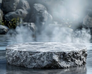 Textured Product Display Podium Inspired by Volcanic Concepts