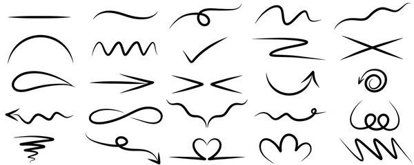 Vector hand-drawn arrows and a collection of vintage retro style mustache icons