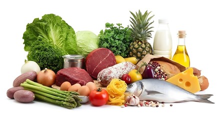 Abundant assortment of fresh foods and dairy products