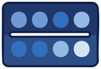 Colorful Palette of Blue Circle Shapes Illustration Graphic Arts Tools and Equipment