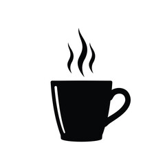 Black silhouette steaming cup icon white drink