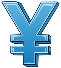 Obraz premium Blue Gradient Yen Symbol Illustration Isolated for Finance, Trading, and Global Markets