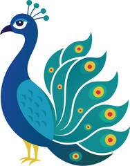 Fototapeta premium Vector illustration of a peacock with luxurious tail feathers