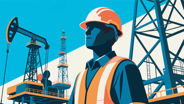 illustration of employees wearing safety helmets vector design template