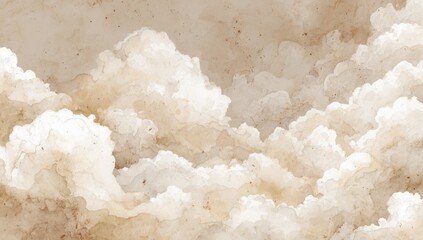 Creamy clouds on aged paper