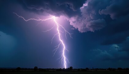 Violent bolts illuminate a turbulent, charcoal sky, heavy with brooding clouds , thunderstorm, impressive