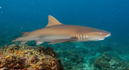 Obraz premium Shark underwater coral reef