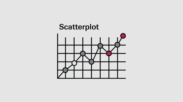 A scatterplot on a grid with black lines and several different colored circles connected by lines