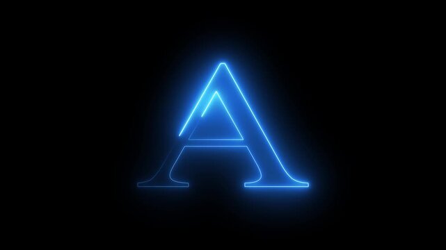 3d glowing neon number four symbol with a metal triangle and alphabet design