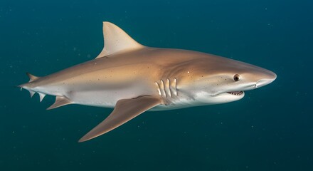 Fototapeta premium Shark underwater profile view