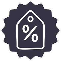 Hand drawn tag with percentage symbol for sale and discount promotions