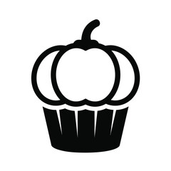 Pumpkin cupcake icon silhouette black