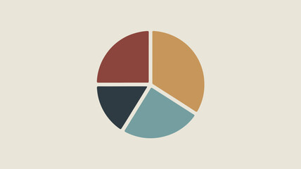 A simple pie chart with four segments in shades of brown, blue and beige on a light beige background