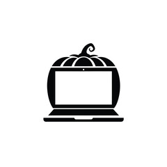 Pumpkin laptop icon silhouette black
