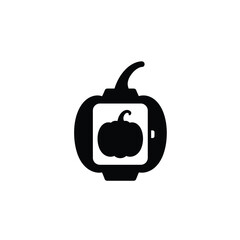 Pumpkin smartwatch icon silhouette black white