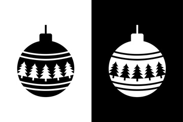 Elegant Christmas Ornament Icon Silhouette Vector Illustration