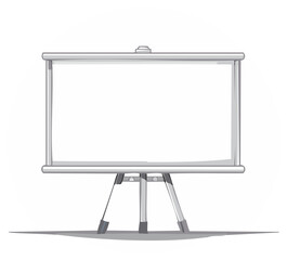 Empty presentation easel with blank white screen for notes and graphics
