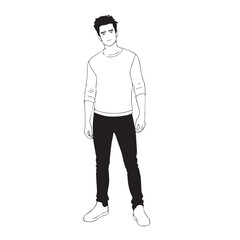 A Handsome Man Silhouette Black and White Vector Image Illustration for Modern Art and Digital Design