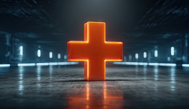 Orange Glowing Plus Sign - Powered by Adobe