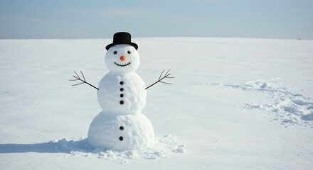 Obraz premium Smiling snowman winter landscape
