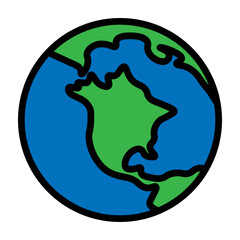 North America Globe Vector Filled Icon Design