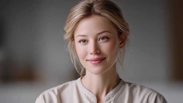 Close-up of a Woman's Smiling Face Showing Confidence and Elegance