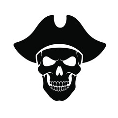 Black skull pirate hat silhouette white