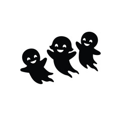 Three happy ghosts floating together halloween spooky