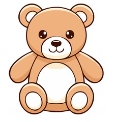 Adorable Cartoon Teddy Bear Illustration Classic Plush Toy with Embroidered Features and Huggable Design