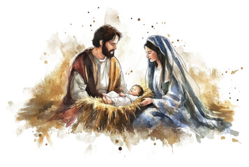 PNG Nativity christmas illustration watercolor joseph.