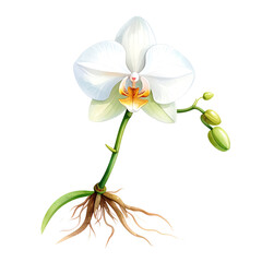 White Orchid Botanical Illustration