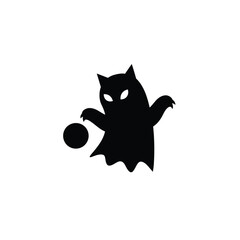 Black ghost cat playing with ball vector