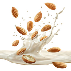 PNG Almond nuts almonds splash milk.