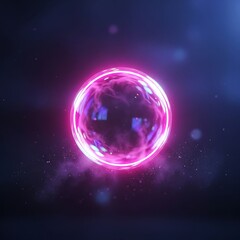 Fototapeta premium Glowing ethereal orb with vibrant magenta light and cosmic swirls radiating energy against a deep space background