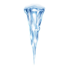 Beautiful icicle isolated on transparent background in closeup studio shot