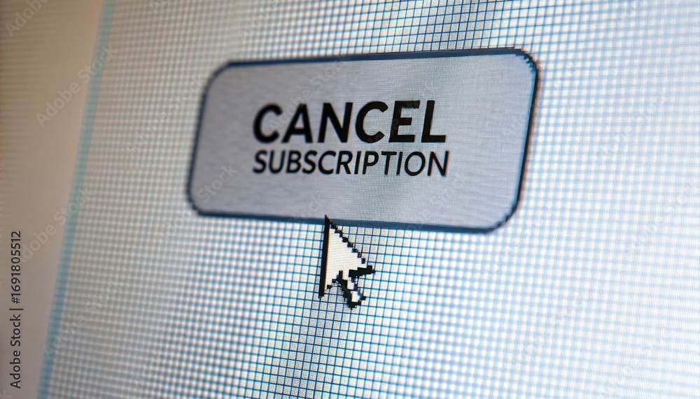 Wall mural close up of cursor hovering over cancel subscription button on computer screen
