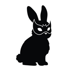 Black rabbit wearing mask icon silhouette
