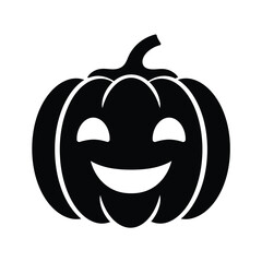 Black pumpkin icon with happy face vector