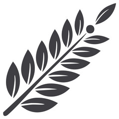 Obraz premium Single Olive Branch Illustration with Leaves and Fruit Silhouette Design
