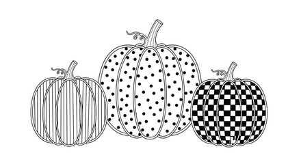 Vector art of three pumpkins with different patterns