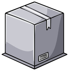 Fototapeta premium Stylized Gray Cardboard Box for Shipping and Delivery