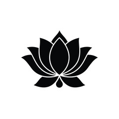 Black lotus flower silhouette vector white
