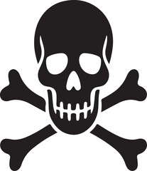 Black and white illustration of a skull and crossbones symbol icon danger
