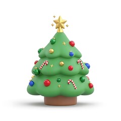 Christmas Tree with Ornaments and Star